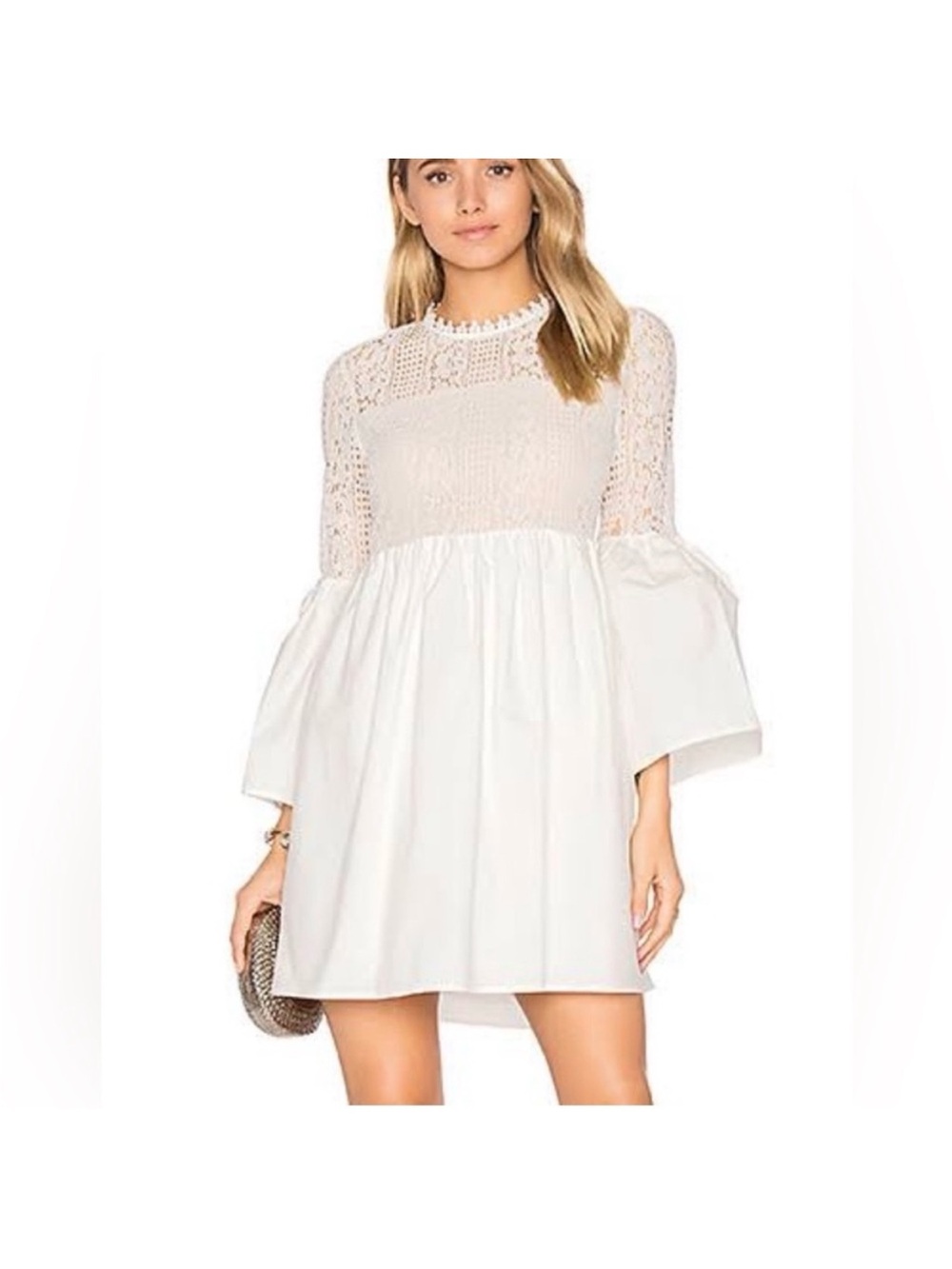 Endless Rose White Lace Poplin Mini Dress